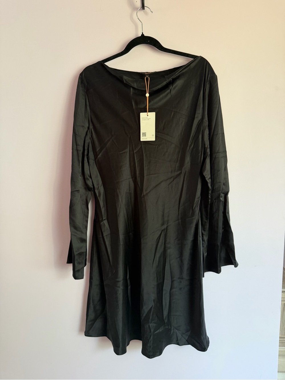 NWT Quince 100% Washable Silk Long Sleeve Mini Dress XL